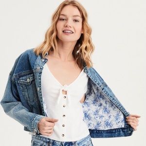 ae fur lined boyfriend denim jacket